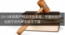 2013年陕西产科主任张素霞，宁愿判死刑，也拒不交代贩卖孩子下落