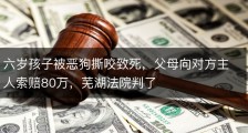六岁孩子被恶狗撕咬致死，父母向对方主人索赔80万，芜湖法院判了