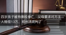 四岁孩子被狗撕咬身亡，父母要求对方主人赔偿13万，郑州法院判了