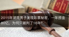 2015年湖南男子发现彩票秘密，一年捞金80亿，为何只被判了16年？