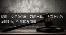 湖南一女子做7年主妇后出轨，法庭上说的3条理由，引得网友同情