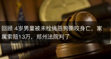 回顾 4岁男童被未栓绳恶狗撕咬身亡，家属索赔13万，郑州法院判了