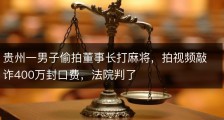 贵州一男子偷拍董事长打麻将，拍视频敲诈400万封口费，法院判了