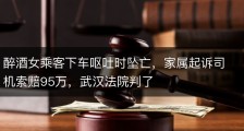 醉酒女乘客下车呕吐时坠亡，家属起诉司机索赔95万，武汉法院判了