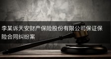 李某诉天安财产保险股份有限公司保证保险合同纠纷案