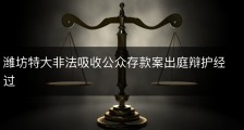 潍坊特大非法吸收公众存款案出庭辩护经过