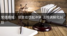 常德鼎城：邻里结怨起冲突 法院调解化纠纷