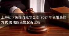 上海起诉离婚流程怎么走 2024年离婚最快方式 去法院离婚起诉流程