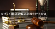 离婚夫妇再诉离婚 法院裁定驳回起诉