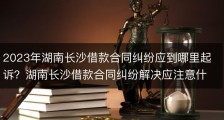 2023年湖南长沙借款合同纠纷应到哪里起诉？湖南长沙借款合同纠纷解决应注意什么？