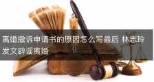 离婚撤诉申请书的原因怎么写最后 林志玲发文辟谣离婚